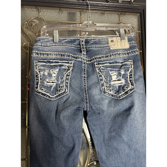 Silver Jeans Womens Aiko Mid Skinny Medium Wash 27x33 Denim Western Glove Works - Picture 5 of 10